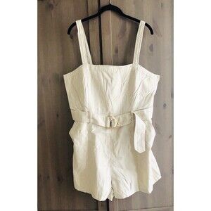 Blank NYC Linen Romper In Sandshell Large